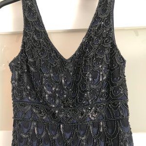 NWT Sue Wong Nocturne Navy Beaded Dress Sz 2